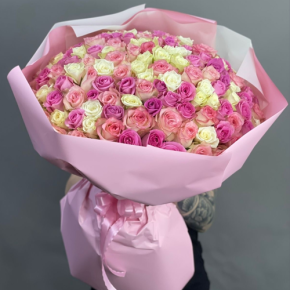 Букет из 151 кенийской розы микс (40 см) в Лыткарино