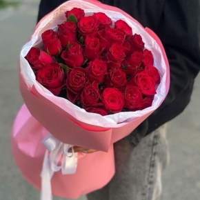 Букет "Эсса" 25 красных роз Кения (60 см) в Лыткарино