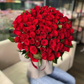 Букет "Классический" из 101 красной розы Кения (60 см) в Лыткарино