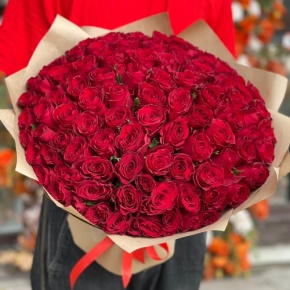 Букет 101 красная роза Кения (50 см) в Лыткарино
