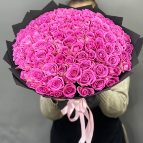 Букет 101 розовой розы Кения (40 см) в Лыткарино