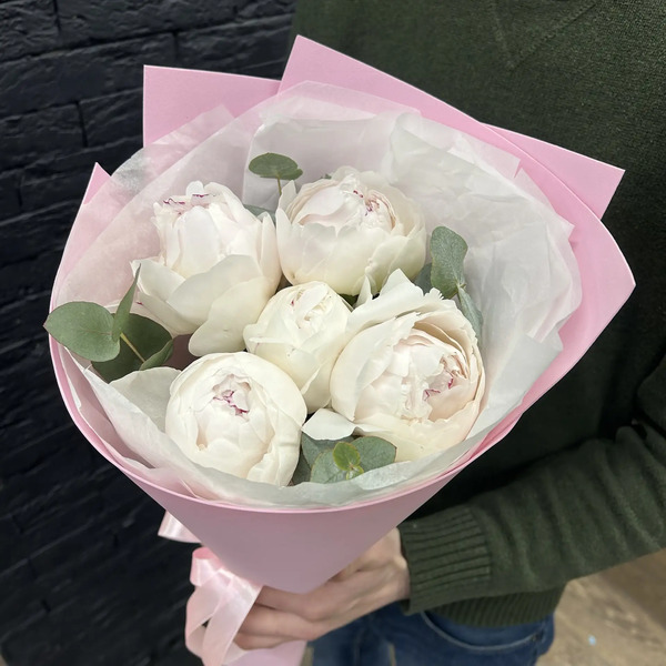 Букет из 5 пионов Одиле "Пломбир" в Лыткарино