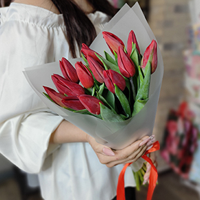 Букет из 15 красных тюльпанов в Лыткарино