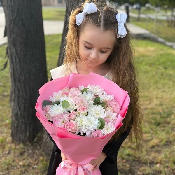 Букет из хризантем, эустом и роз в Лыткарино