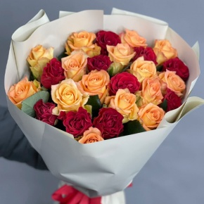 Букет "Прайм" из 25 роз Оранж и Эль Торо (50 см) в Лыткарино