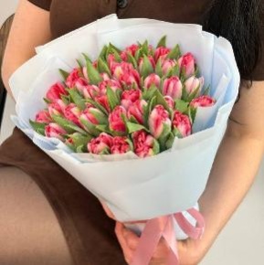 Букет из 35  пионовидных тюльпанов Фокстрот в Лыткарино