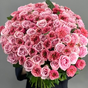 Нежный букет из 101 розы Риджентс парк и Аваланж микс  (70 см) в Лыткарино