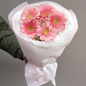 Букет из 5 розовых гербер мини в Лыткарино