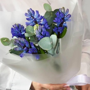 Букет "Мини" из 5 ароматных гиацинтов и эвкалипта в Лыткарино