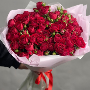 Букет из 17 красных кустовых пионовидных роз (50 см) в Лыткарино